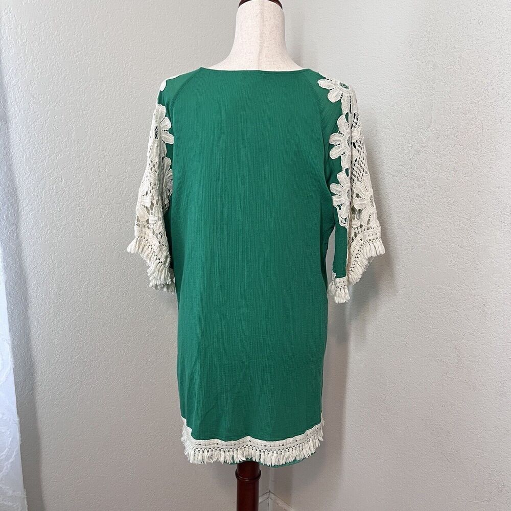 Umgee Shift Dress Women Large Mini Green Crochet Boho Colorful Hippie Retro - Picture 4 of 9